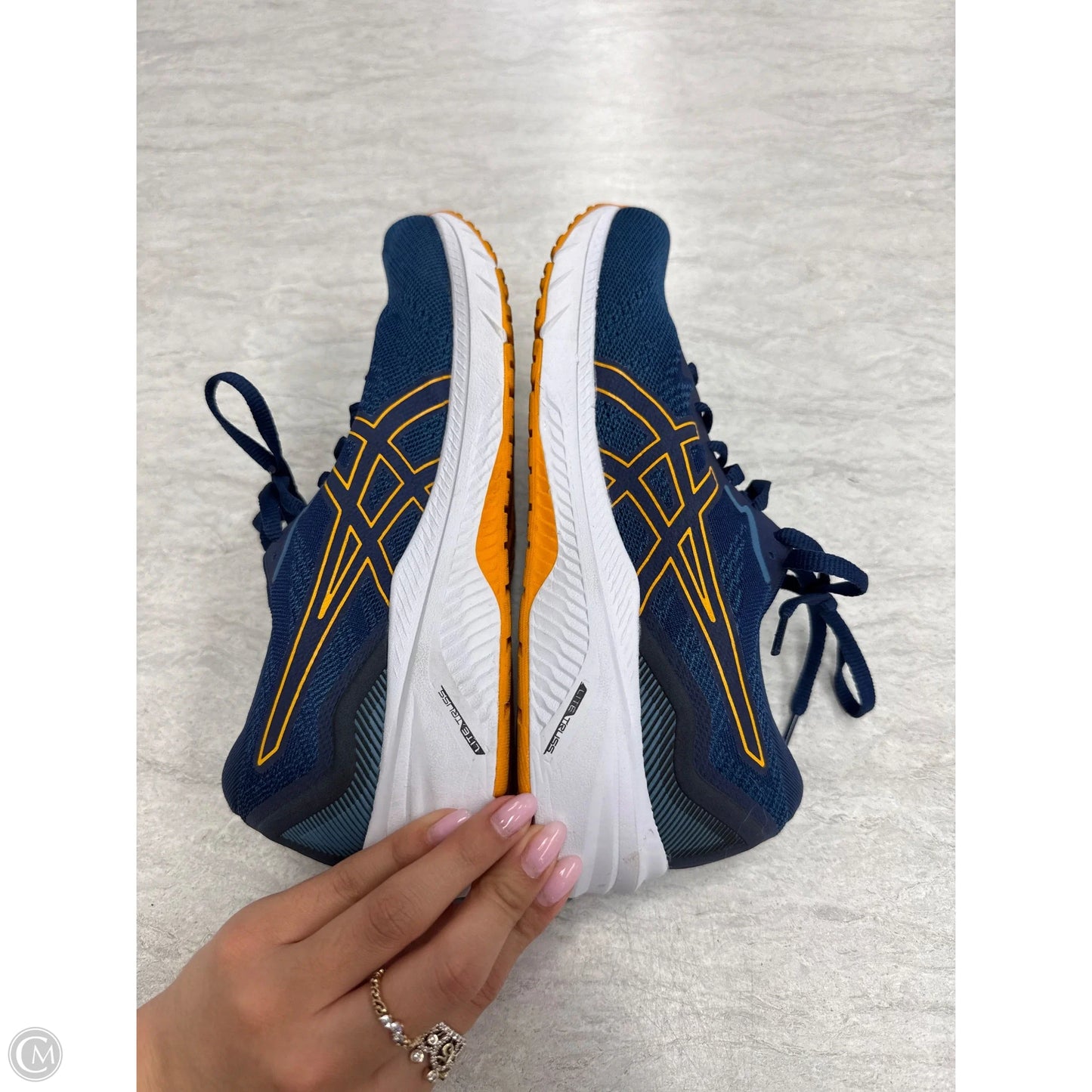 Shoes Athletic By Asics In Blue & Yellow, Size: 8