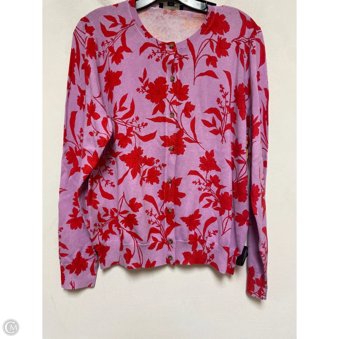 Cardigan By Ann Taylor In Purple & Red, Size: L