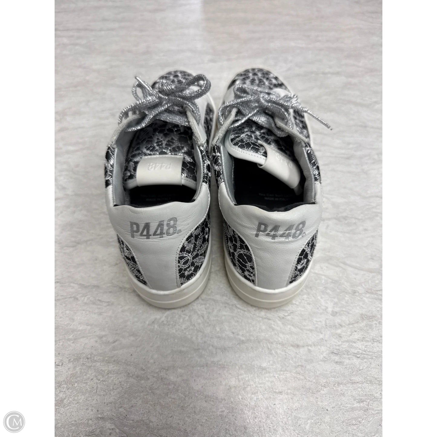 Shoes Sneakers By P448 In Grey & Silver, Size: 8.5