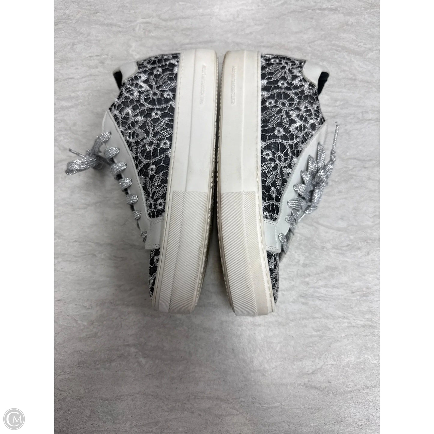 Shoes Sneakers By P448 In Grey & Silver, Size: 8.5