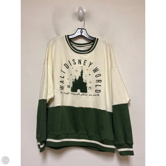 Sweatshirt Crewneck By Disney Store In Cream & Green, Size: M