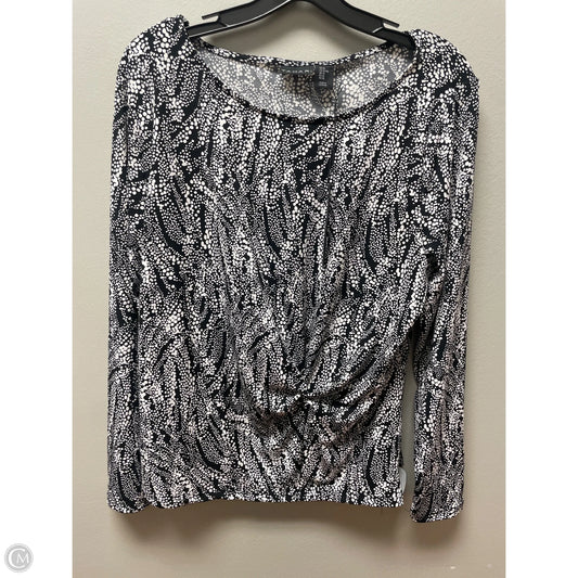 Top Long Sleeve By Tahari In Black & White, Size: Xl