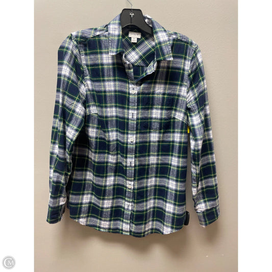 Top Long Sleeve By J. Crew In Plaid Pattern, Size: Xs