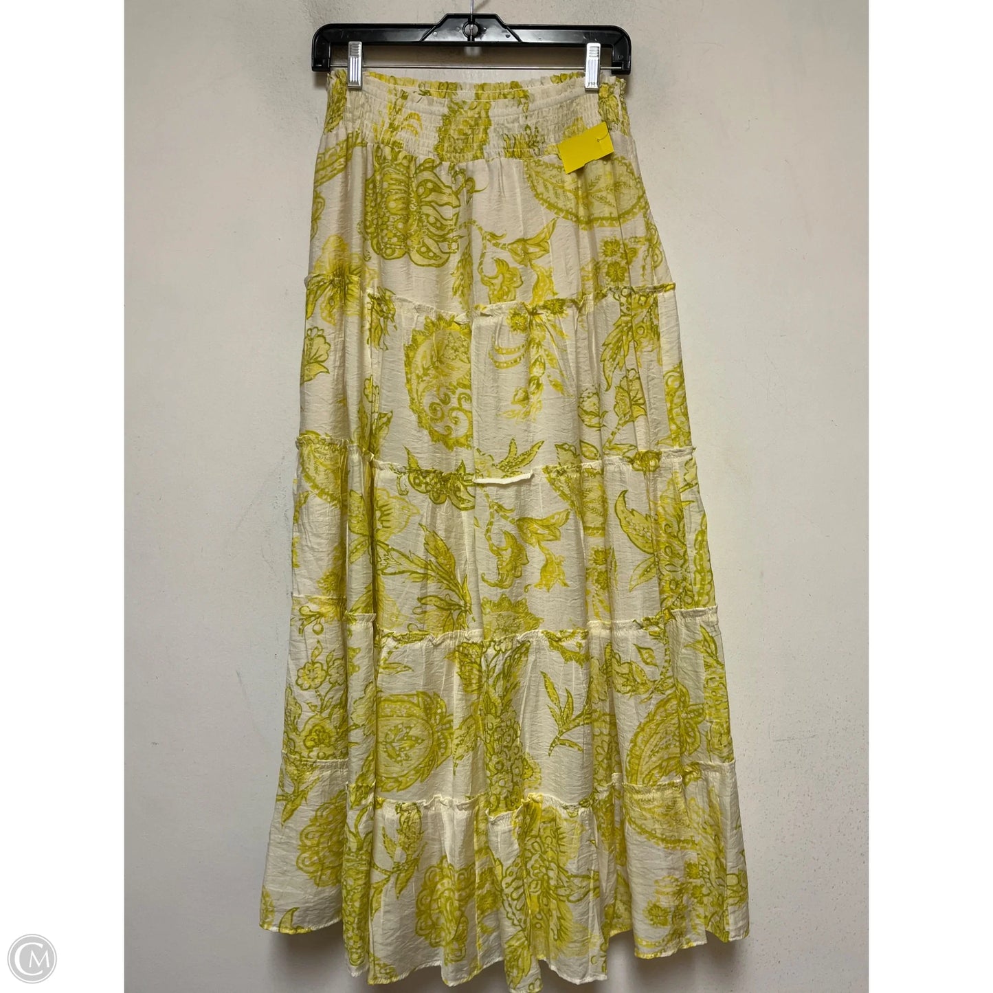 Skirt Midi By Vince Camuto In Green & Yellow, Size: 4