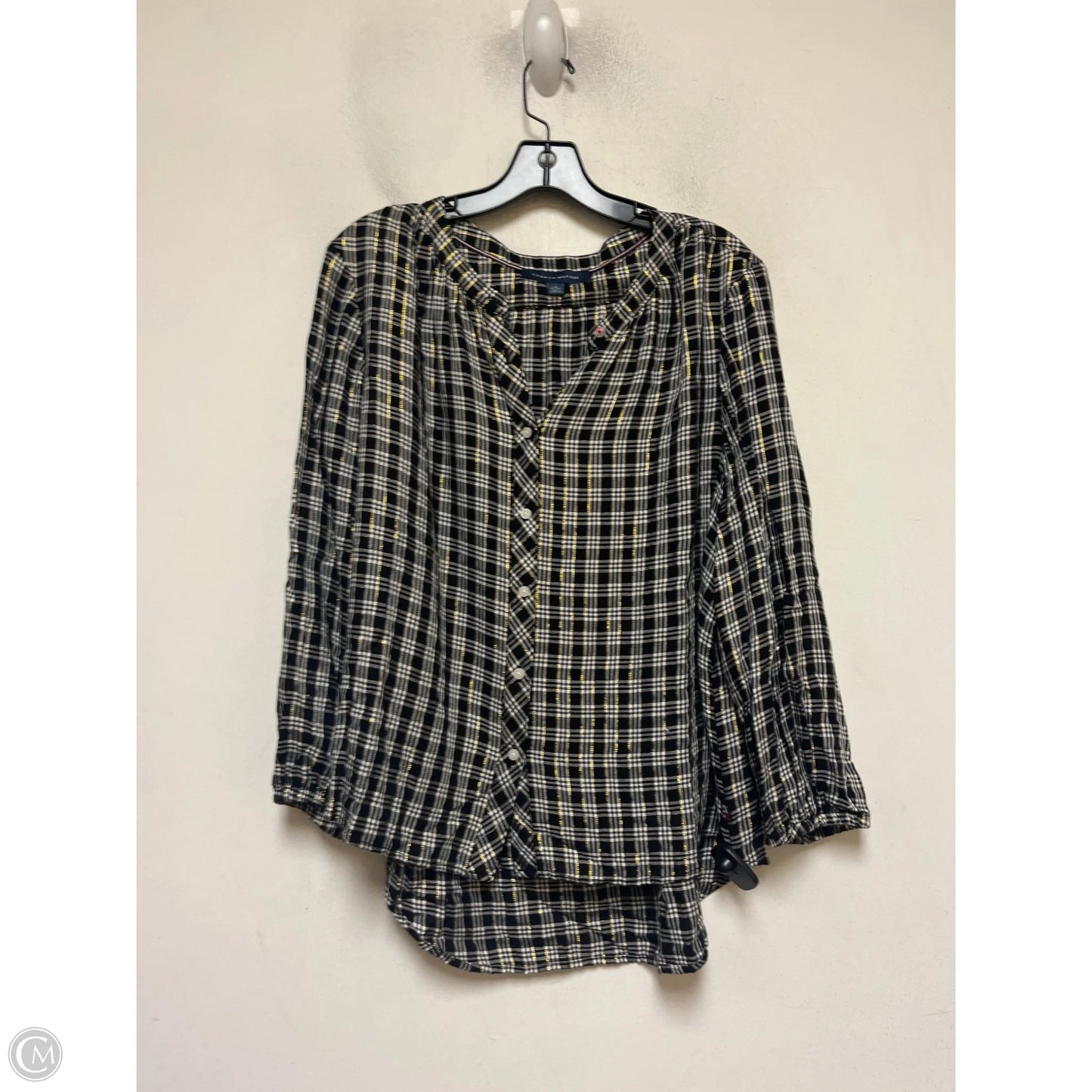Top Long Sleeve By Tommy Hilfiger In Plaid Pattern, Size: Xl