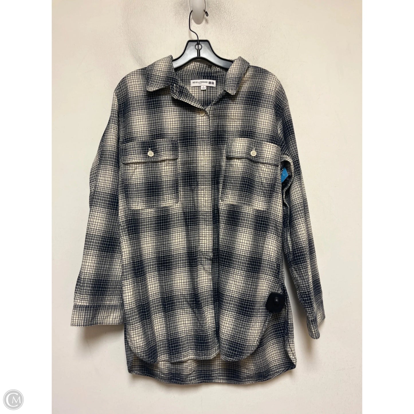 Top Long Sleeve By Uniqlo In Plaid Pattern, Size: S