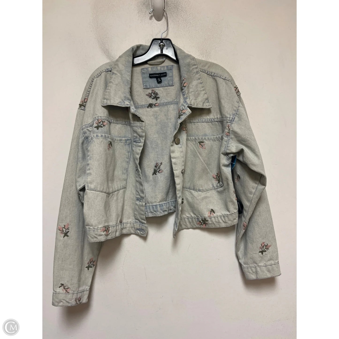 Jacket Denim By Sincerely Jules In Floral Print, Size: L