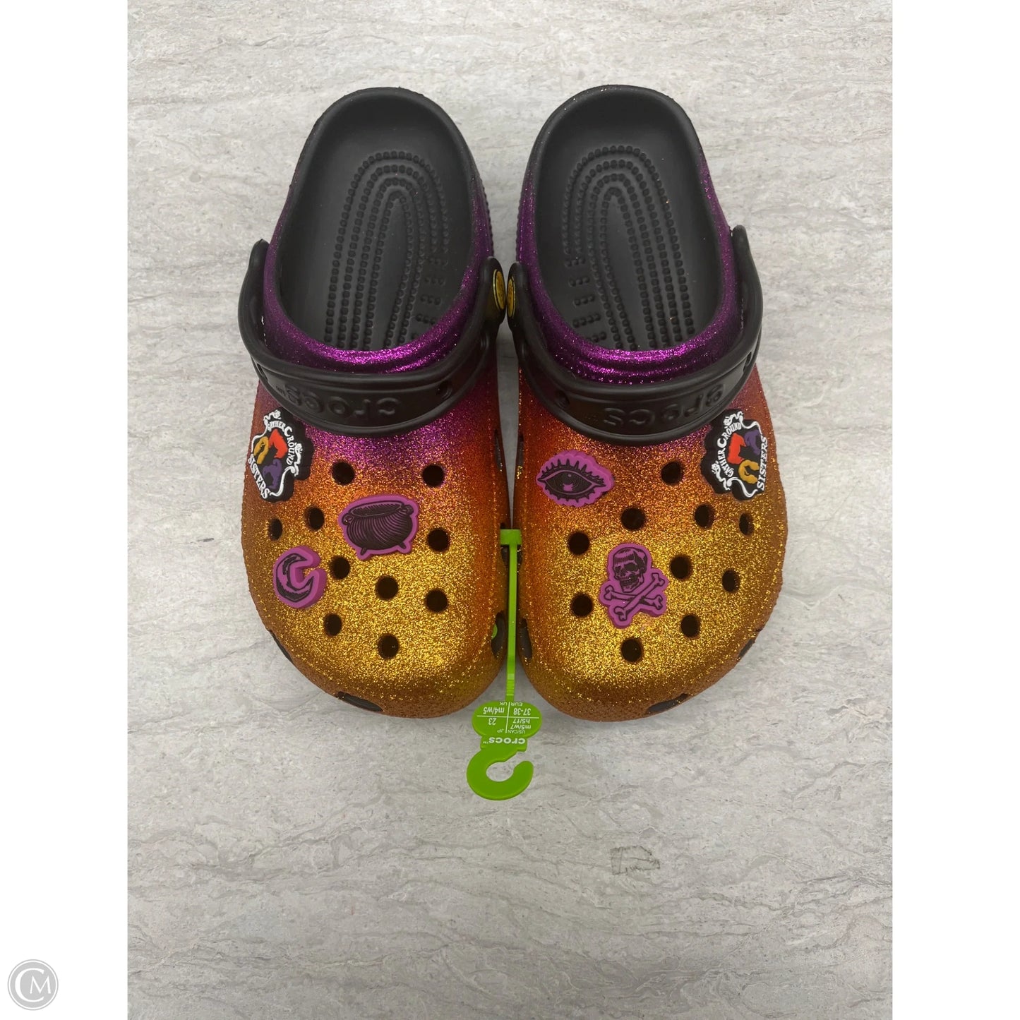 Shoes Flats By Crocs In Orange & Purple, Size: 7