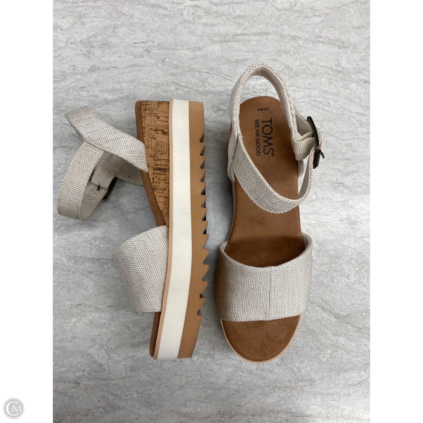 Sandals Heels Wedge By Toms In Cream, Size: 6