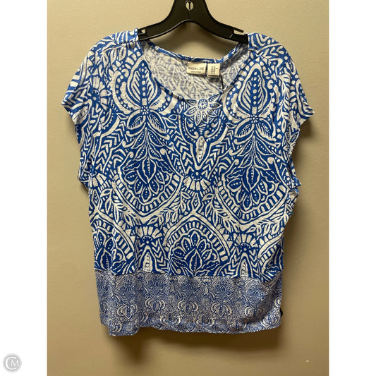 Top Short Sleeve By Rachel Zoe In Blue & White, Size: Xl