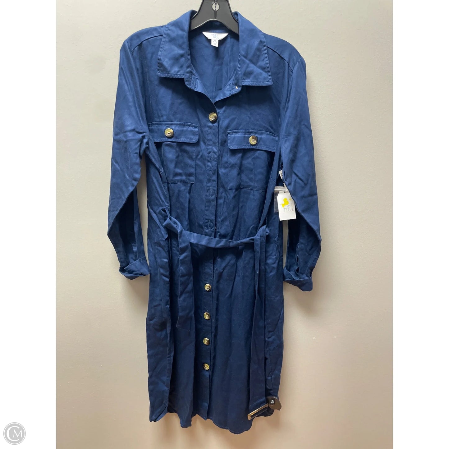 Dress Casual Midi By Time And Tru In Navy, Size: M