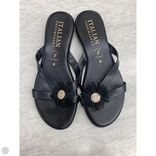 Sandals Flats By Italian Shoemakers In Black & Gold, Size: 8