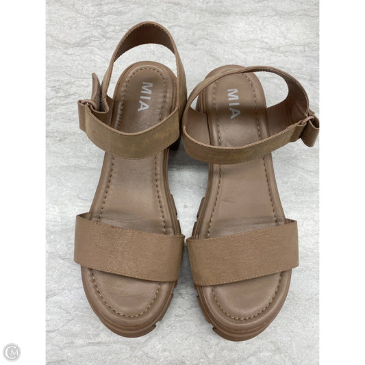 Sandals Heels Block By Mia In Tan, Size: 9