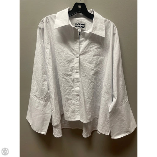 Top Long Sleeve By Clothes Mentor In White, Size: M