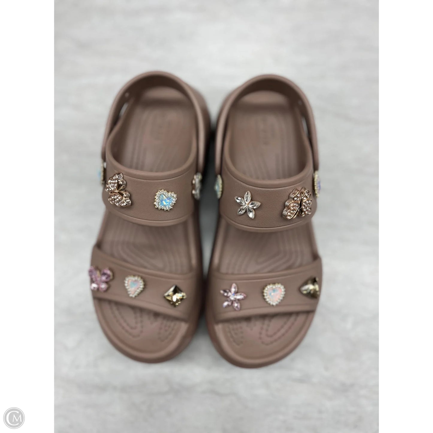 Sandals Heels Platform By Crocs In Tan, Size: 9