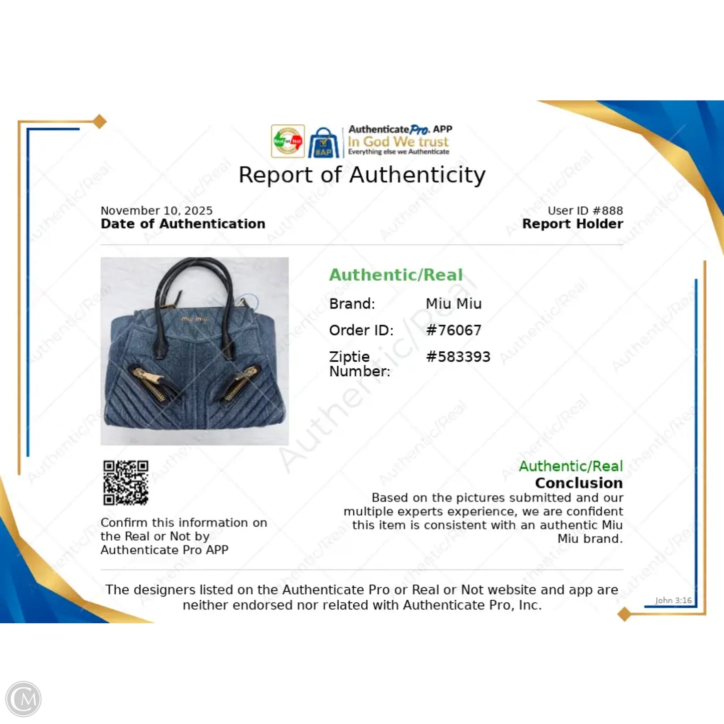 Handbag Luxury Designer By Miu Miu, Size: Medium