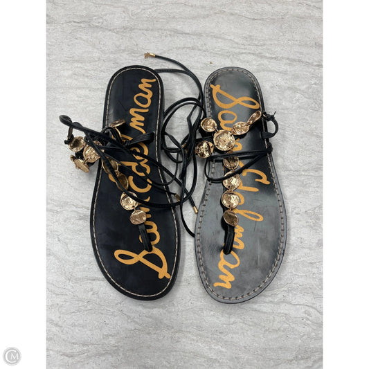 Sandals Flats By Sam Edelman In Black & Gold, Size: 10