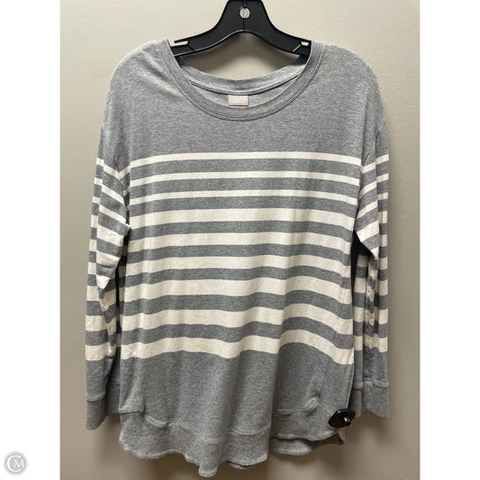Top Long Sleeve By Chicos In Grey & White, Size: M