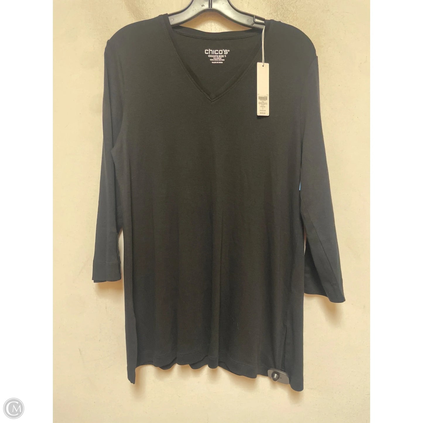 Top Long Sleeve Basic By Chicos In Black, Size: M