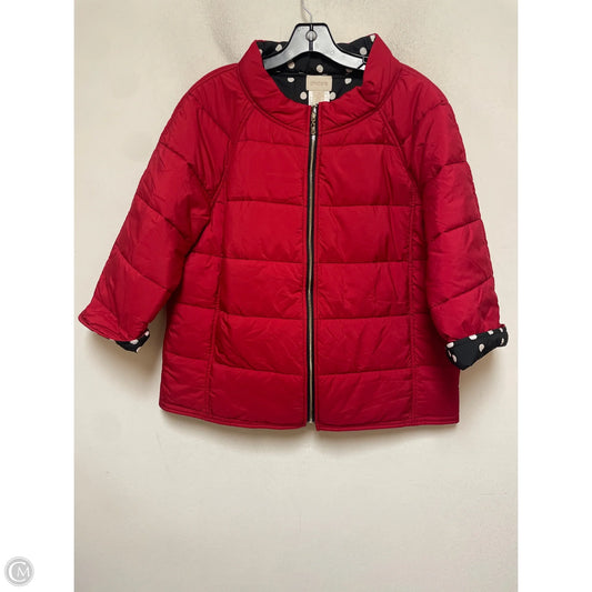 Jacket Puffer & Quilted By Chicos In Red, Size: L