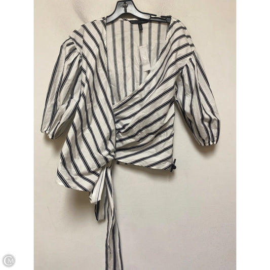 Top Short Sleeve By White House Black Market In Striped Pattern, Size: Xxs