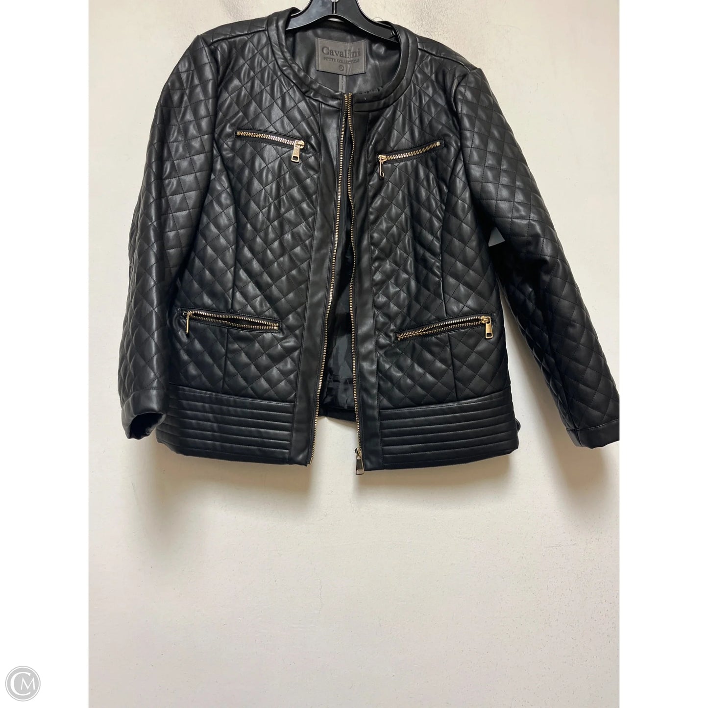Jacket Moto By Clothes Mentor In Black, Size: Lp