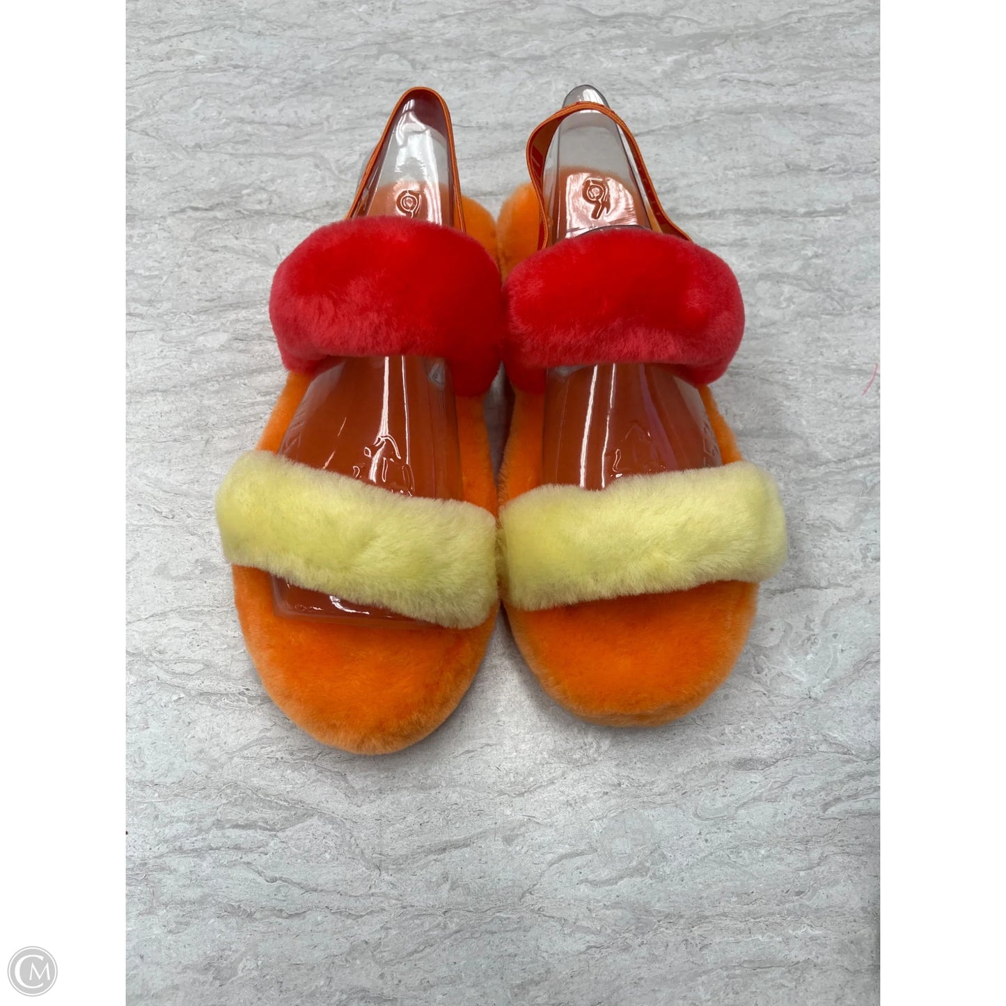 Slippers Designer By Ugg In Orange & Yellow, Size: 6