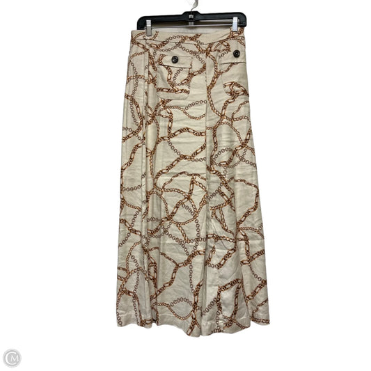 Pants Wide Leg By Maeve In Cream & Orange, Size: 4
