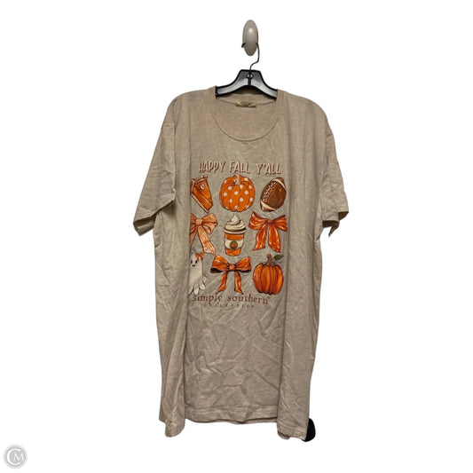 Top Short Sleeve Basic By Simply Southern In Tan, Size: Xxl