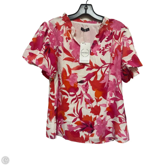 Top Short Sleeve By Clothes Mentor In Pink & White, Size: S
