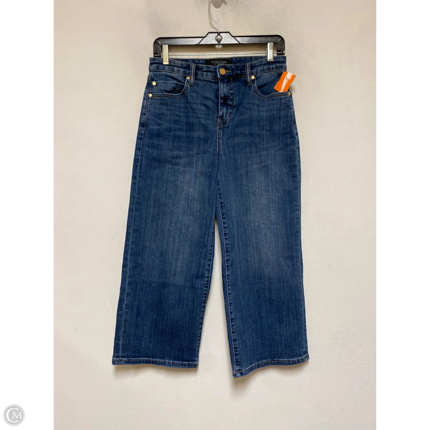 Jeans Cropped By Liverpool In Blue Denim, Size: 4
