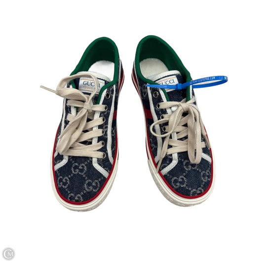 Shoes Luxury Designer By Gucci In Blue Denim, Size: 6