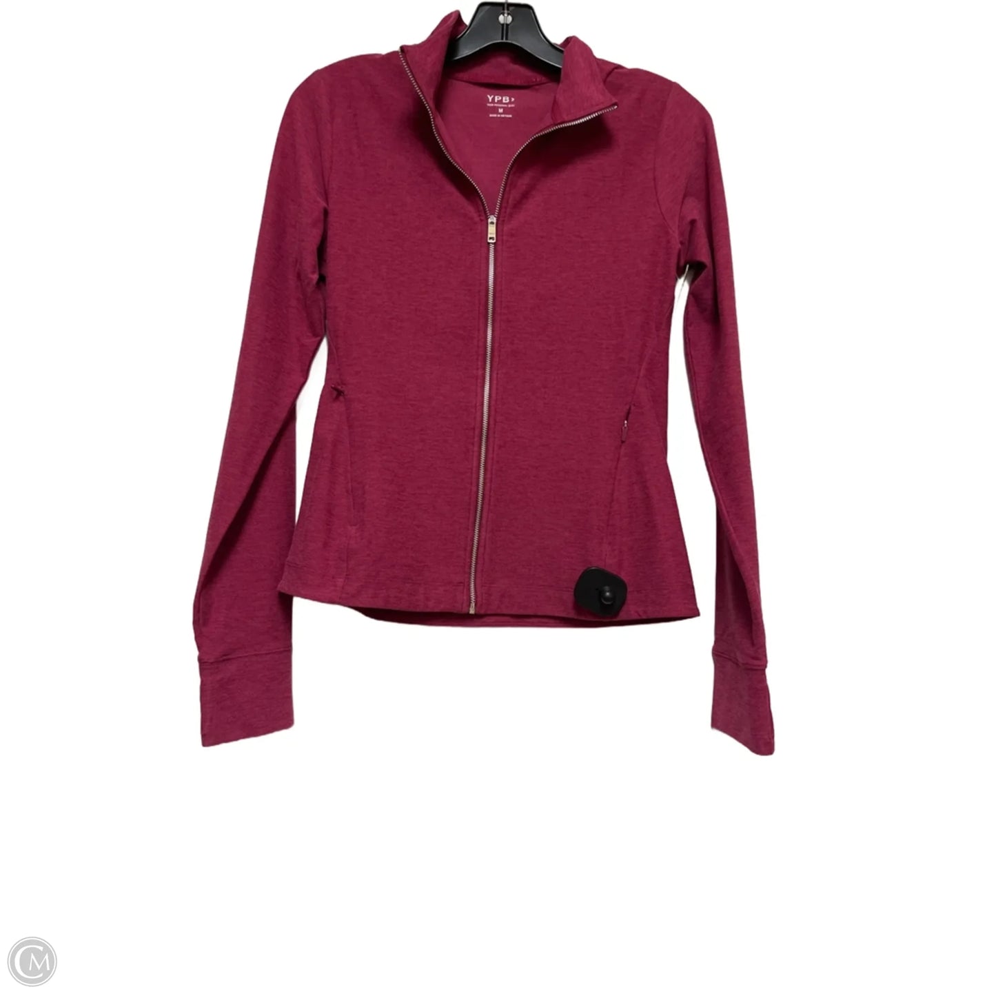 Athletic Jacket By Ypb In Maroon, Size: M