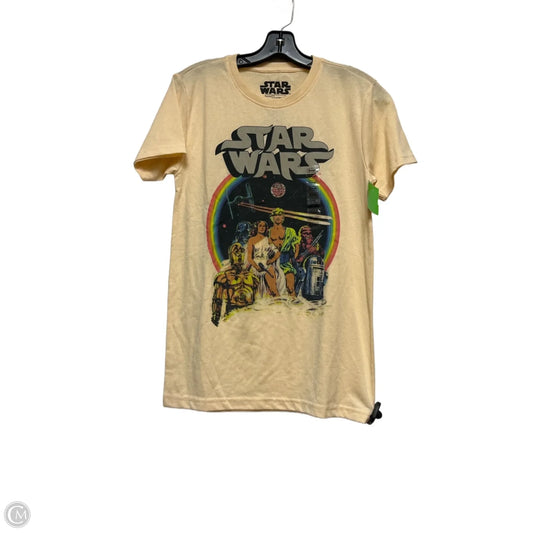 Top Short Sleeve By Disney In Yellow, Size: S
