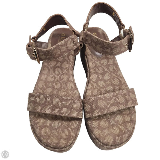 Shoes Heels Platform By Guess In Brown, Size: 8