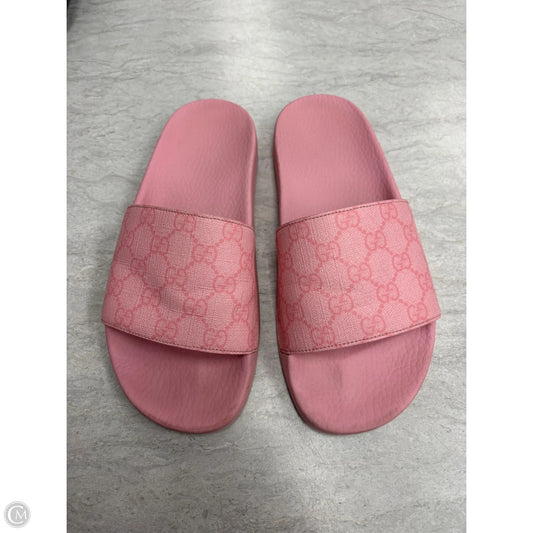 Sandals Luxury Designer By Gucci In Pink, Size: 8.5