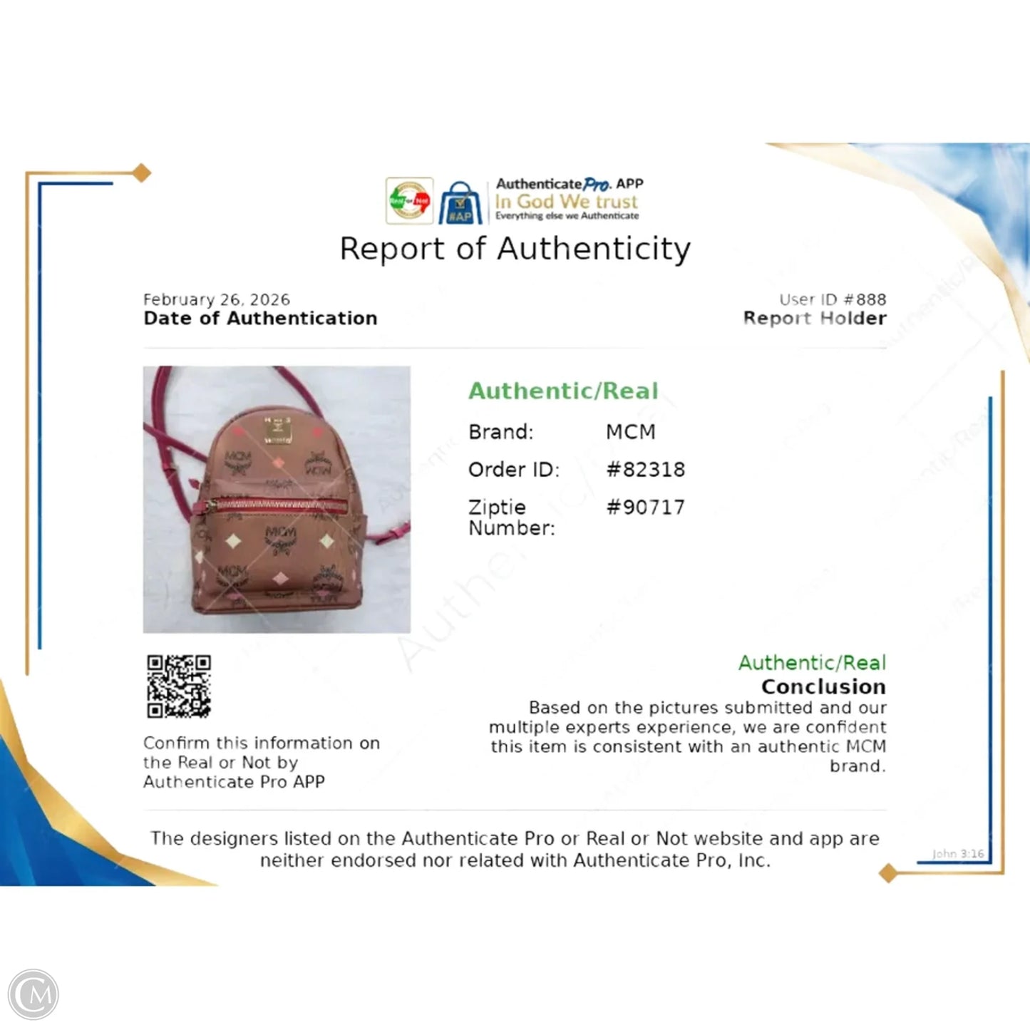 Backpack Luxury Designer By Mcm, Size: Small