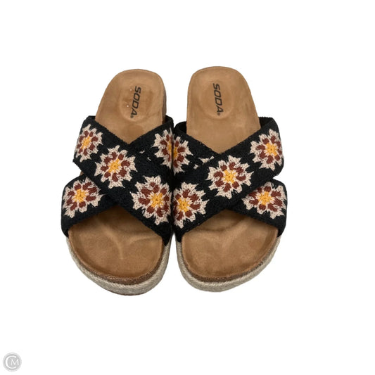 Sandals Heels Platform By Bamboo In Floral Print, Size: 7