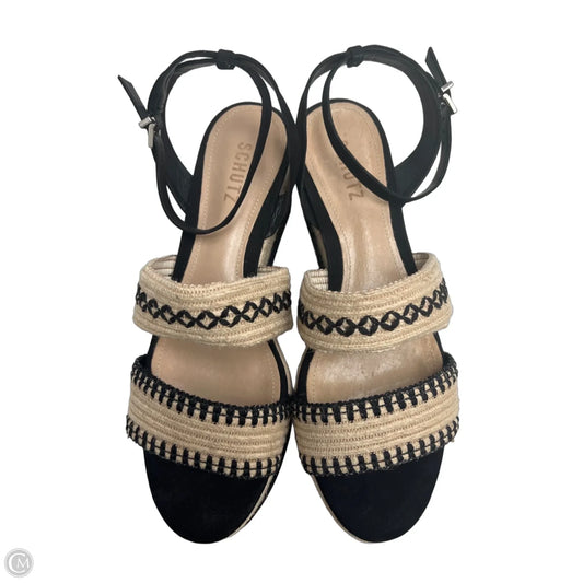 Sandals Heels Platform By Schutz In Black & Tan, Size: 10.5