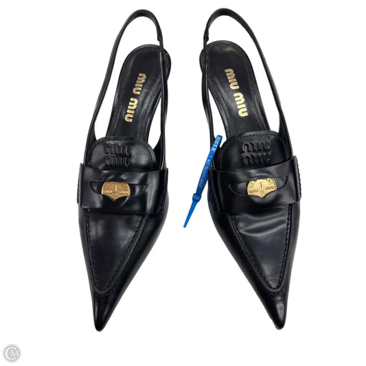 Shoes Luxury Designer By Miu Miu In Black, Size: 7.5