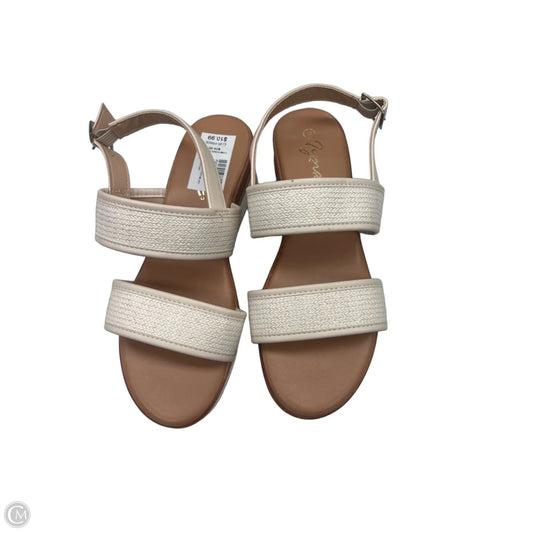 Sandals Heels Wedge By Clothes Mentor In Cream, Size: 9