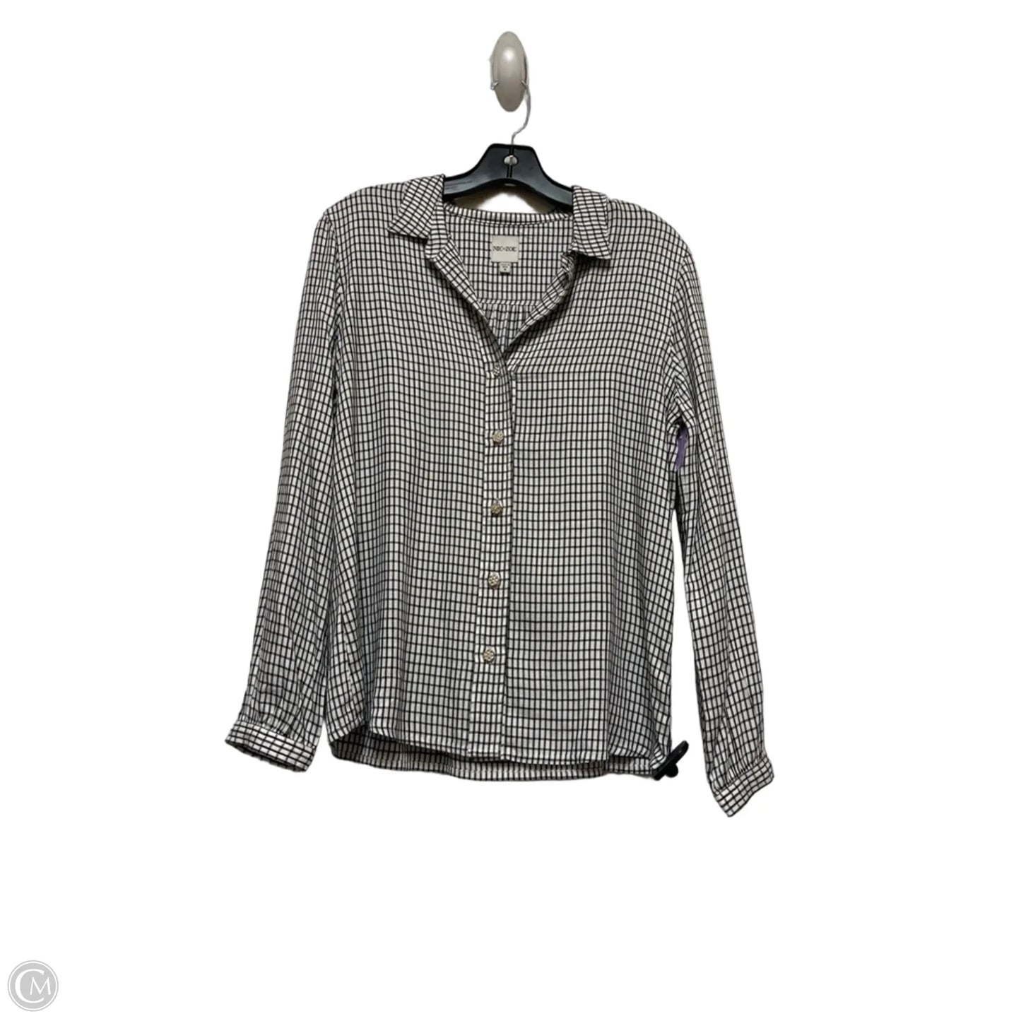 Top Long Sleeve By Nic + Zoe In Black & White, Size: S