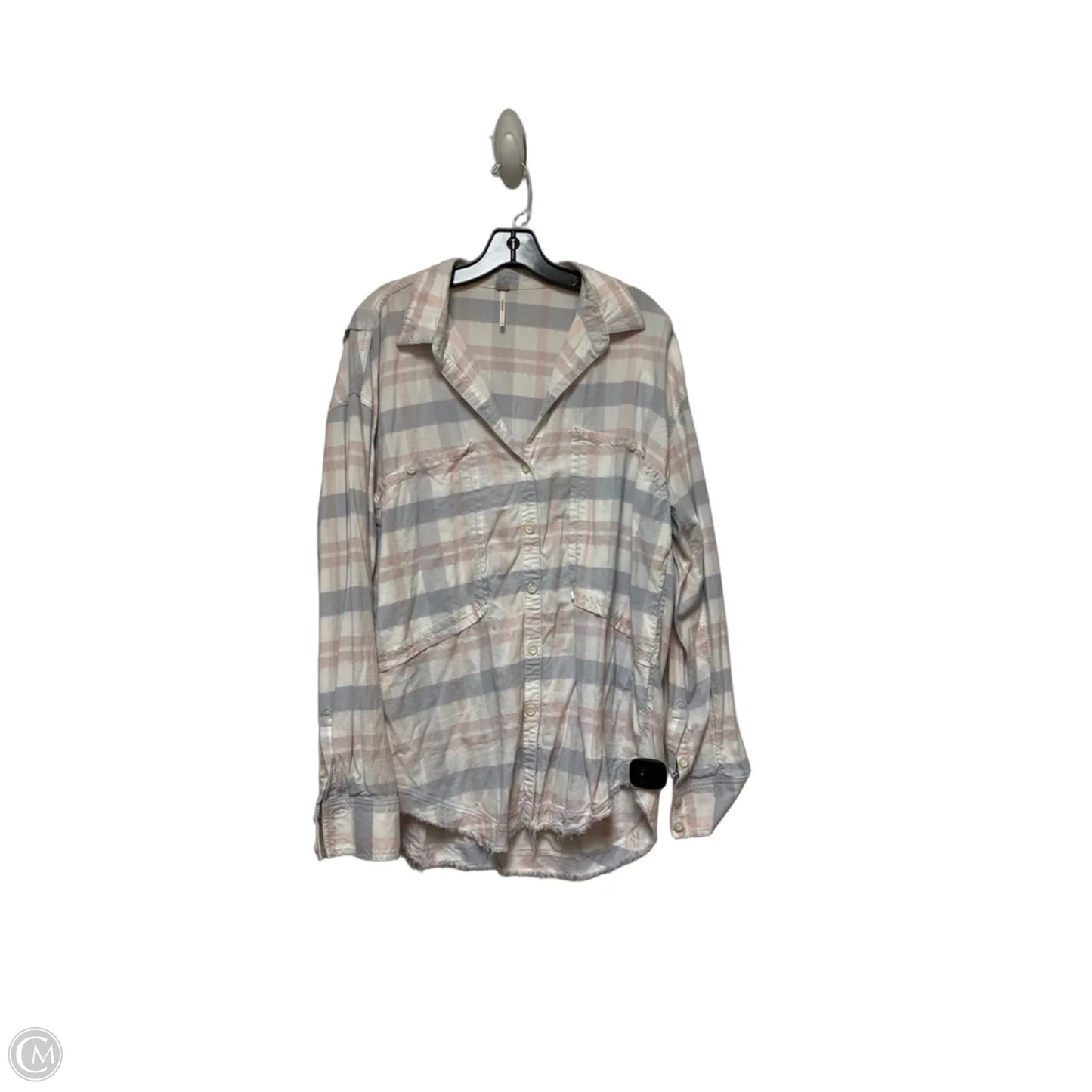 Top Long Sleeve By Free People In Plaid Pattern, Size: L