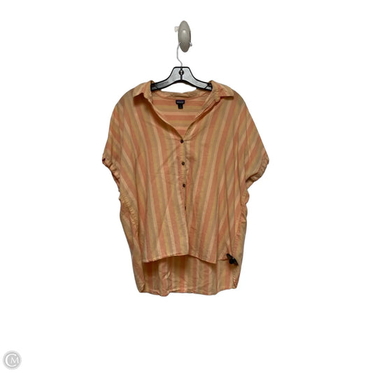 Top Short Sleeve By Patagonia In Striped Pattern, Size: L