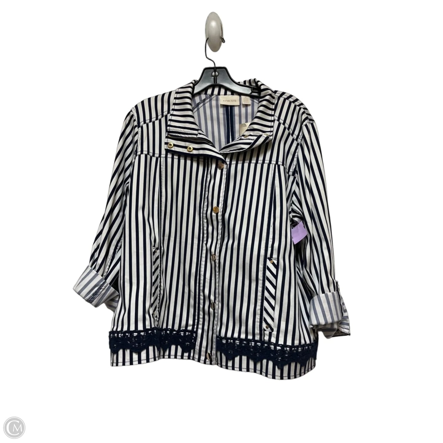 Jacket Other By Chicos In Striped Pattern, Size: L