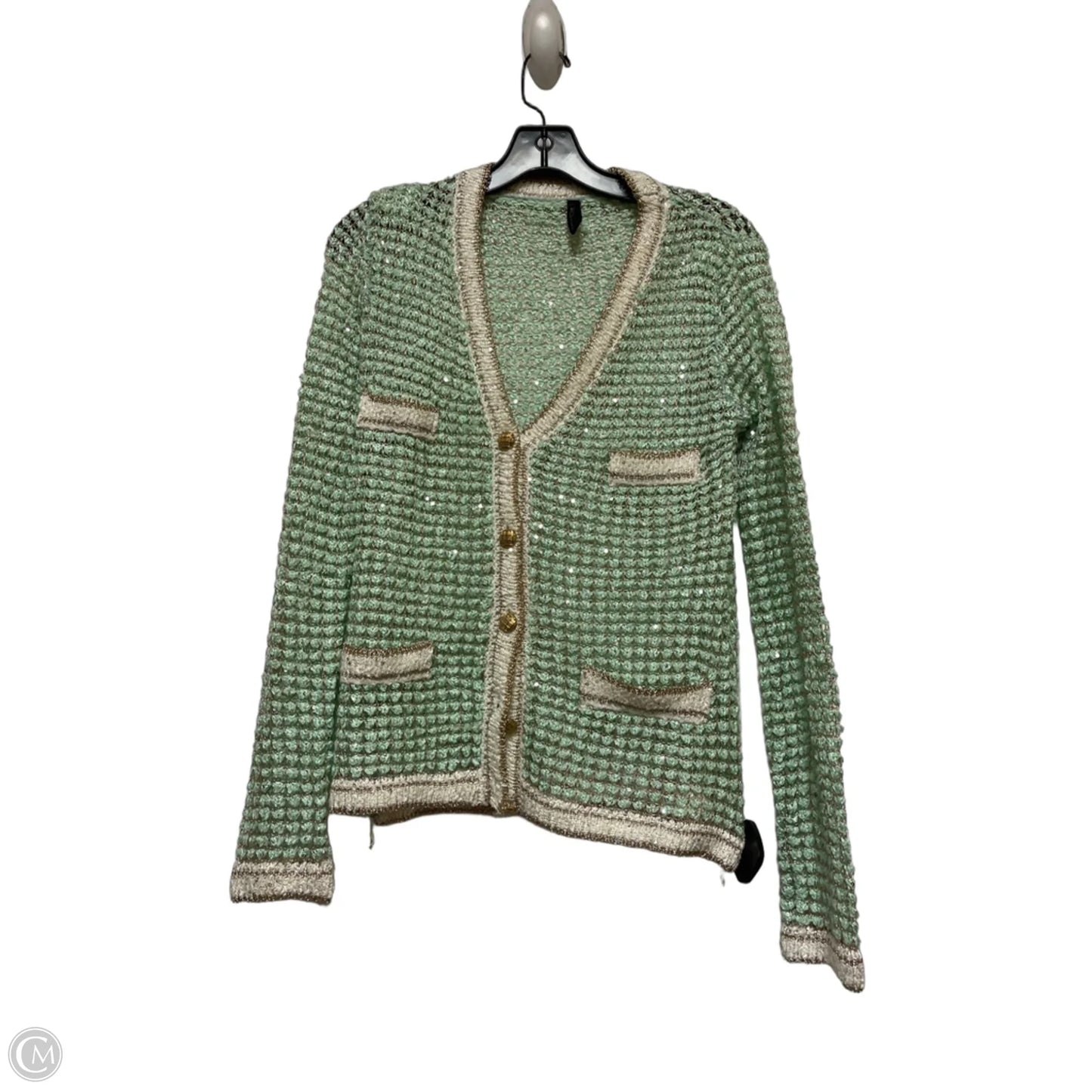 Cardigan By Clothes Mentor In Gold & Green, Size: M
