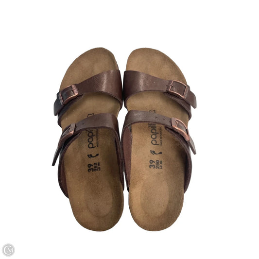 Sandals Heels Wedge By Papillion In Brown, Size: 9