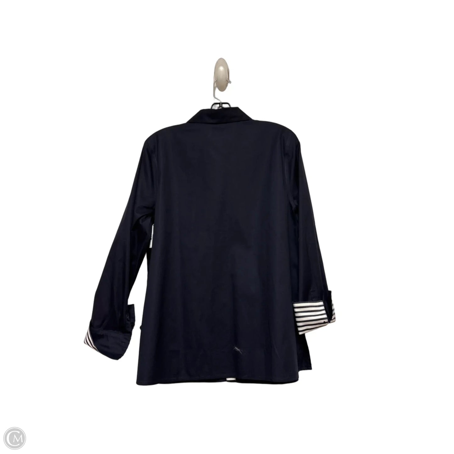 Top Long Sleeve By Chicos In Blue & White, Size: L