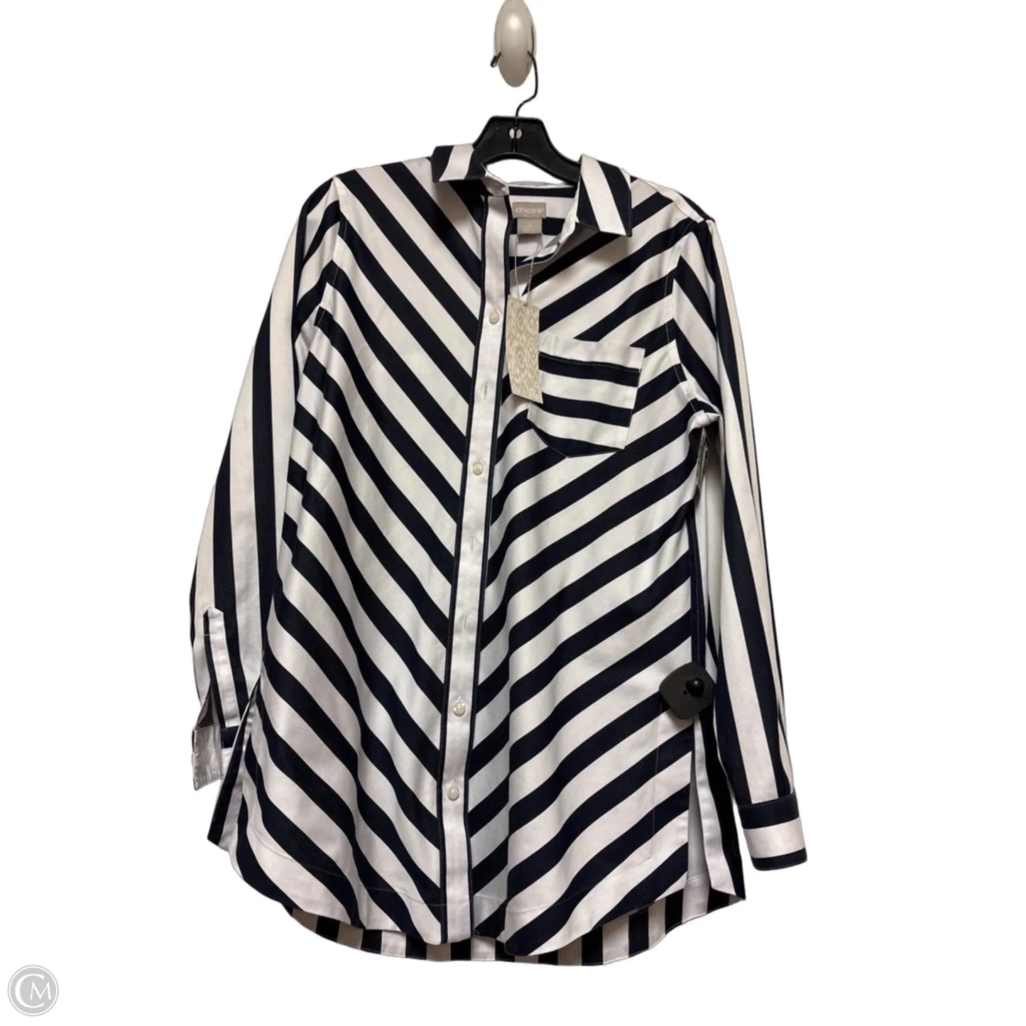 Top Long Sleeve By Chicos In Striped Pattern, Size: S