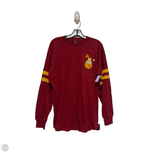 Top Long Sleeve Basic By Disney In Red & Yellow, Size: S
